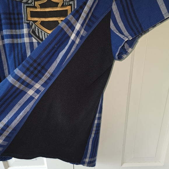 NWOT Harley-Davidson Blue Casual Snap Down Shirt - Picture 3 of 4